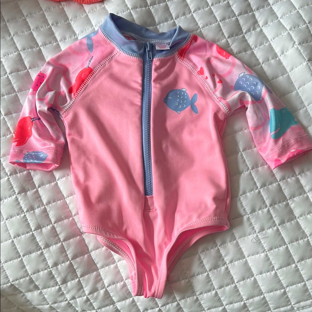 Wippette Pink Fish Pattern Kids Swimwear